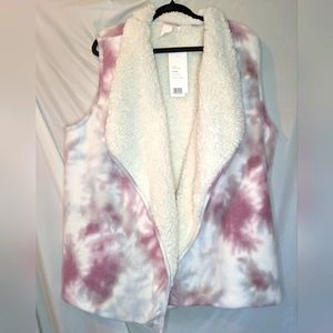 Ady P Tie Dye Cozy Fleece Vest, XL